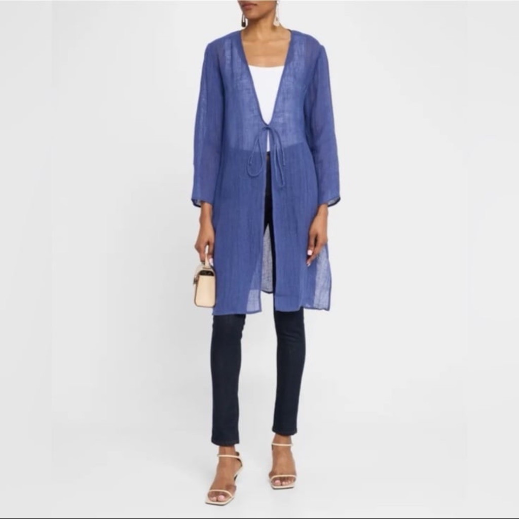 Nwt Eileen Fisher Tie-Front Gauzy Organic Linen Jacket